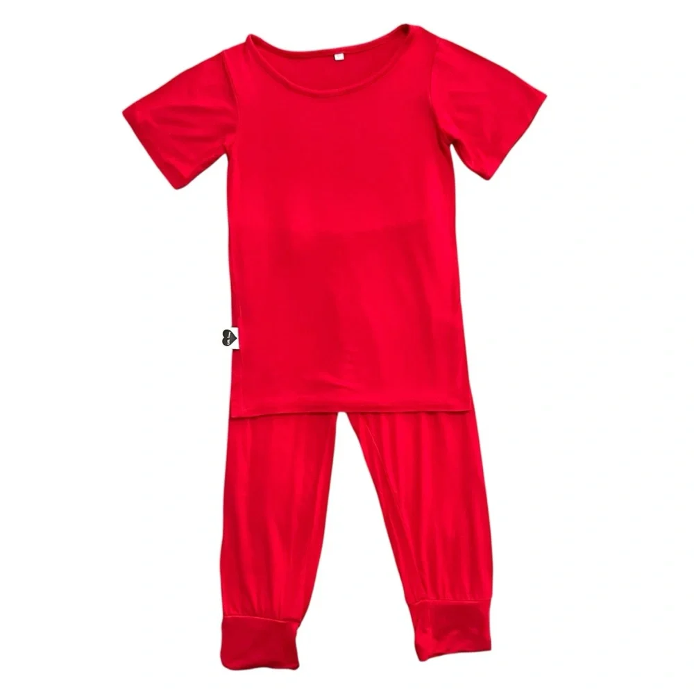 Little Lovies Closet 5T Handmade Solid Red Kids' Pajama Set
